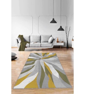 Yeşil Sarı Spor Kaymaz Taban Makinede Yıkanabilir Halı ME002 - 100 x 160 cm