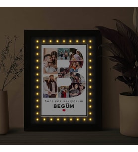 Sevgiliye Hediye Fotoğraflı Harf Işıklı Çerçeve