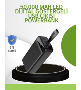 Ultra Güçlü 50.000 mAh Powerbank – LED Ekranlı, Çoklu Bağlantı Seçenekli, Akıllı Koruma Sistemli Şarj Ünitesi