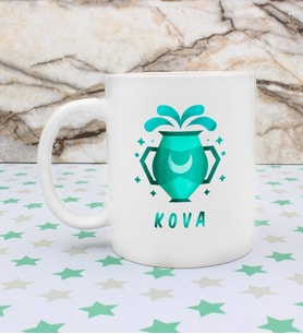 Kova Burcu Özel Tasarım Kupa Bardak (Beyaz)