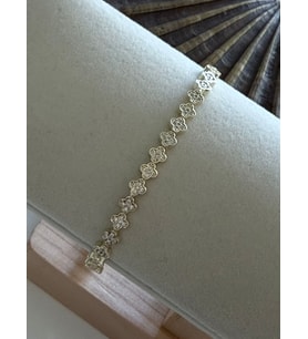 Zirkon Taş Detaylı Yonca Unisex Çelik Bileklik