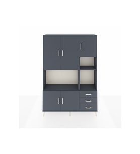 Arges Gardrop 9 Raflı 3 Çekmeceli 5 Kapaklı 132x30x195 Antrasit-Antrasit
