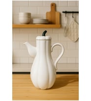 Beyaz Porselen 1000 ml Bal Kabak Model Yağlık