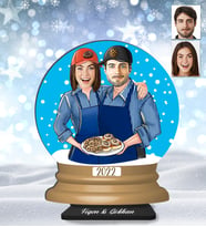 Kişiye Özel Ahçı Sevgili Ahşap Küre Biblo-1