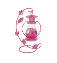 Mumluk Metal Askılı Cam Nostalji Mumluk Pembe