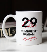 BK Gift 29 Ekim Temalı Beyaz Kupa Bardak-9, Arkadaşa Hediye , 29 Ekim Hediyesi, 100.Yıl Hediyesi
