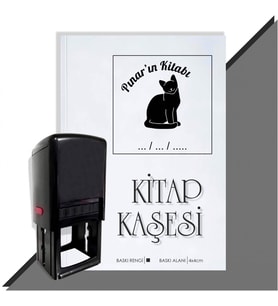 Kişiye Özel  Sevimli Kedi 13 Tarihli Kitap Kaşesi (Siyah)