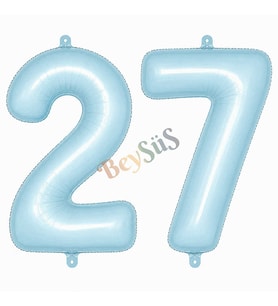 27 Rakam Folyo Balon Mavi Rengi (76 cm)