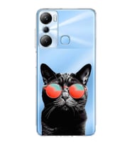 PrintiFy İnfinix Hot 20i ile Uyumlu Kedi 3 Kamera Korumalı Şeffaf Kılıf