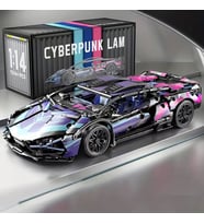 1314 parça Cyberpunk Mor Cool 1:14 Ölçekli Spor Araba Yapı Blokları Seti 3D Montaj Modeli Kiti, Genç