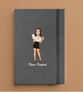 Kişiye Özel Öğretmen Kadın Model 13x21 Gri Defter-35