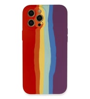 Newface Apple iPhone 12 Pro Max Kılıf Ebruli Lansman Silikon - Kırmızı-Mor