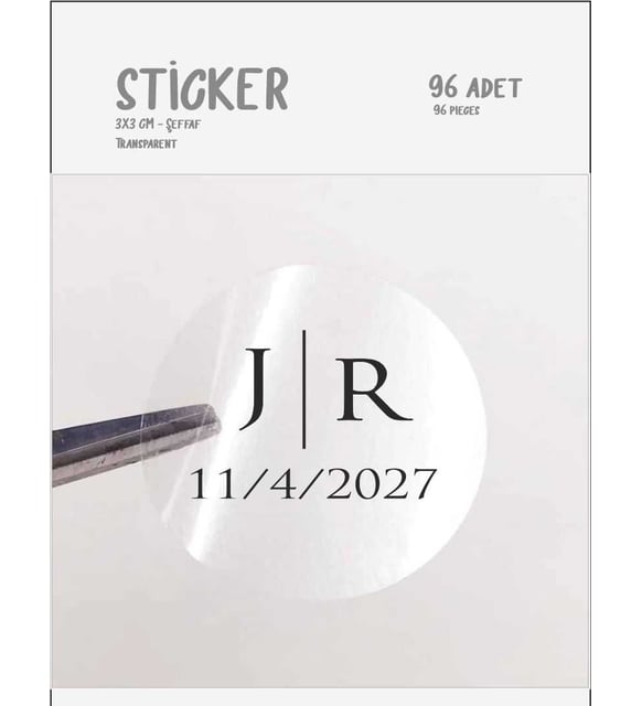 Şeffaf Sticker Süs Etiketi 48 Adet 3 Cm
