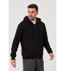 Unisex Fermuarlı Kanguru Cep 3 Iplik Sweatshirt Içi Polar
