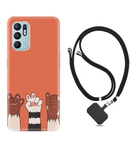 Oppo Reno 6 Kılıf Resimli Boyun Askılı İpli Desenli Silikon Series Three Hand 1818
