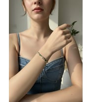 Valmont Accessories Kadın Gold Renk Yeşil Baget Taşlı Geometrik Bileklik