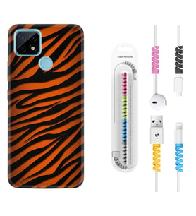 Realme C11 C21 C21Y C25Y C11 2021 Kılıf Kablo Koruma Spiral Silikon Leopar Yeni 1676