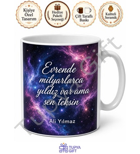 Nebula Desenli Kişiye Özel Baskılı Kupa Bardak Uzay Hediye