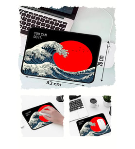 Dalga Kırmızı Ay Tasarımlı 33x28 Cm Mousepad Kaymaz Taban Rahat Konforlu Mouse Pad