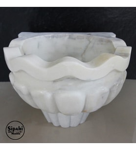 Sipahi Marble Afyon Beyaz Fırfırlı Kavun Dilimli Ayaklı Kurna