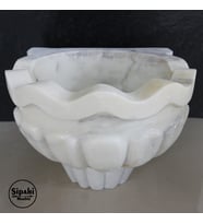 Sipahi Marble Afyon Beyaz Fırfırlı Kavun Dilimli Ayaklı Kurna