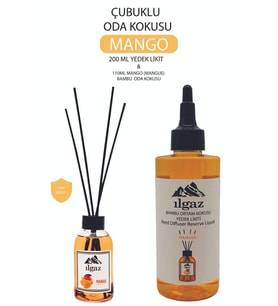 2'li Set Mango Bambu Yedek Şişe 200ml+Mango Çubuklu Oda Kokusu  110ml