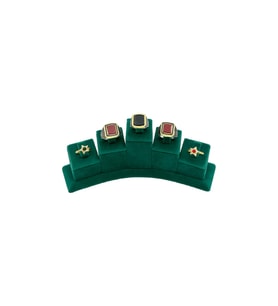 5 Li Grup Yüzük Standı Oval Süet Yeşil