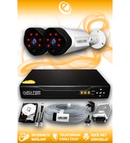 ELITCAM 2 Kameralı Uzay 2 Dış Kamera Set 250 GB HDD Full HD Gece Görüşlü Güvenlik Kamerası Sistemi