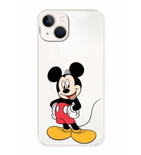 Apple iPhone 13 Uyumlu Kamera Korumalı Tıpalı Kapak Mickey Mouse TasarımlıŞeffaf Kılıf