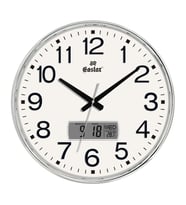 Eastar A5602 S Dev Boy (42 cm) Takvim ve Sıcaklık Göstergeli Duvar Saati (Gümüş)