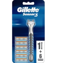 Gillette Sensor3 Tıraş Makinesi - 3 Bıçaklı, Kayganlaştırıcı Bant ve Oynar Başlık ile, 1 Adet + 6 Ye