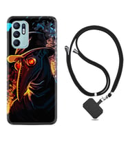 Oppo Reno 6 Kılıf Silikon Boyun Askılı İpli Desenli Silikon Karga 1616