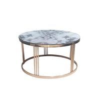 Brc 17566 Orta sehpa C Beyaz mermer Temper Cam Metal ROSE Kaplama Ayak El yapım (Rose - Gold)