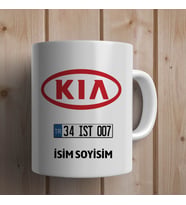 Kişiye Özel Plakalı İsimli KIA Kupa Bardak