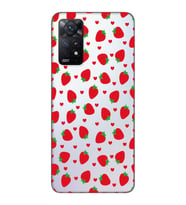 Xiaomi Redmi Note 11 PRO Uyumlu Çilek ve Kalpler Tasarımlı Şeffaf Telefon Kılıfı