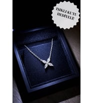 Siminkari Işıklı Kutu Hediyeli Markiz Kesim Kolye Tek Taş Çiçek Baget 925 gümüş üzerine rodyumlu (Silver)