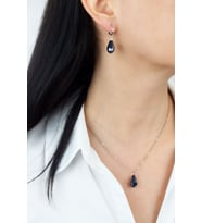 Kristal Uçlu Gümüş Renk Kolye Küpe Set