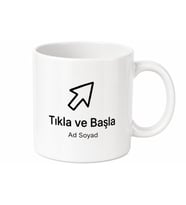 Mouse İmleci Çizimli Tıkla ve Başla Harekete Geç Motivasyon Kupa Bardak Hediye
