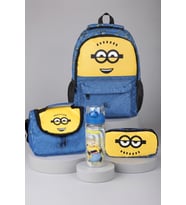 x Dekomus , Lisanslı Minions Banana Mood Collection Büyük Boy Okul,Termoslu Beslenme ve Kalem Çantası , Matara Seti