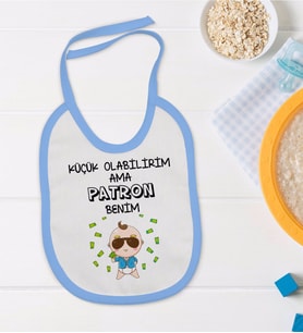 BK Kids Patron Benim Tasarımlı Mavi Bebek Mama Önlüğü-1