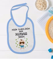 BK Kids Patron Benim Tasarımlı Mavi Bebek Mama Önlüğü-1