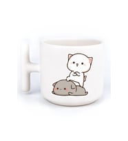 Mochi Cat Sevimli Aşk Sevgilli Eş El Yapımı T Kulplu Fincan