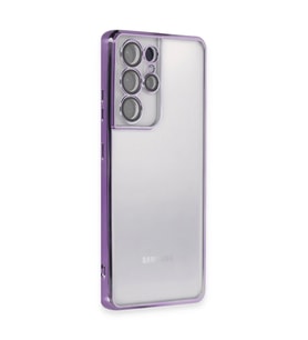 Samsung Galaxy S21 Ultra Kılıf Razer Lensli Silikon - Mor