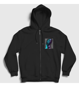 Presmono Unisex Siyah Warp Astroworld Travis Scott Fermuarlı Kapüşonlu Sweatshirt 43384tt
