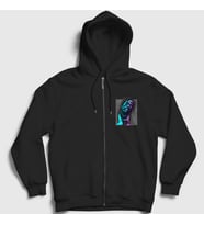 Presmono Unisex Siyah Warp Astroworld Travis Scott Fermuarlı Kapüşonlu Sweatshirt 43384tt