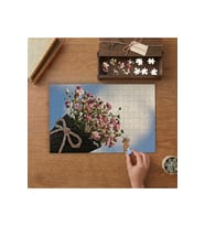 Renkli Çiçek Buketi Tasarımı 240 parça Ahşap Puzzle Ahşap Kutuda MP09777