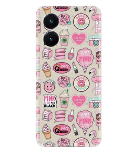 Vivo Y22S Kılıf Resimli Desenli Baskılı Silikon Donut Flamingo 1415