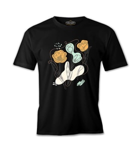 Tulip Flowers in Abstract Style Siyah Erkek Tshirt