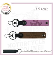 Motosiklet Aşıkları İçin İsim Plaka, 0 (-) Kan Grubu Yazılı Kişisel x2 Anahtarlık, Kahve-Pembe-Laci (Çok Renkli)