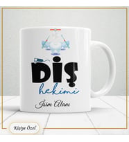 Diş Hekimlerine Özel İsim Yazılabilir Kupa Bardak – Kişiye Özel Meslek Temalı Hediye-108